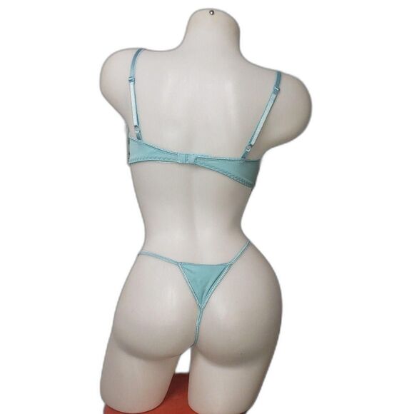 Vintage Secret Treasures Lingerie Set Womens 36C 7 Feather Trim Bra Panty Y2K - Picture 6 of 7